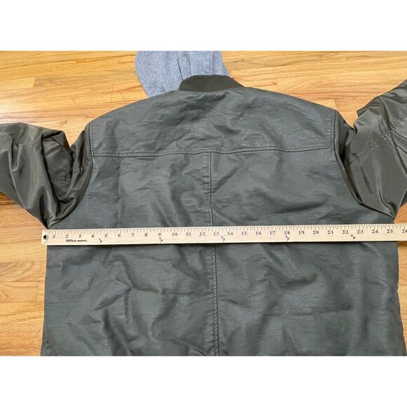 Express Men's XL Green Jacket Polyester Bomber Varsity Zip Up Hooded Streetwear - Picture 8 of 11